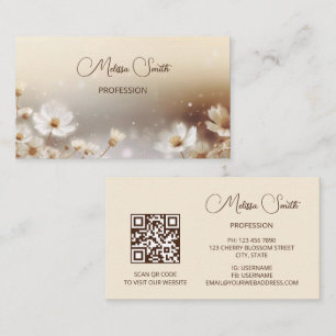 Tarjeta De Visita Beige Floral Dreamy