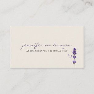 Tarjeta De Visita Beige Florista Lavanda Hoja De Hierba Botánico