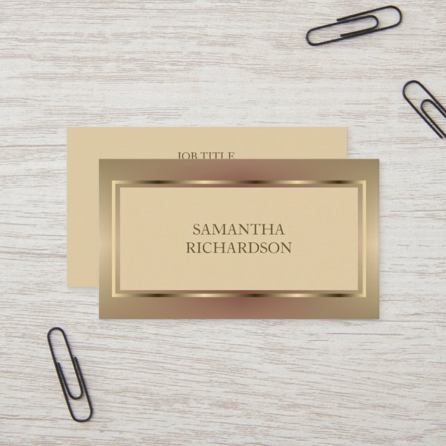Tarjeta De Visita Beige Geométrico Moderno Girly Y Profesional Oro (Anverso/Reverso In Situ)