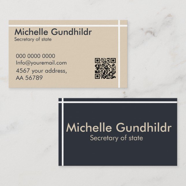 Tarjeta De Visita Beige gris negro simple mínimo (Anverso / Reverso)