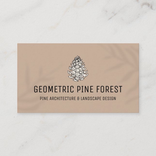 Tarjeta De Visita Beige Leaf Brown Forest Tree Rustic Pine Cone (Anverso)