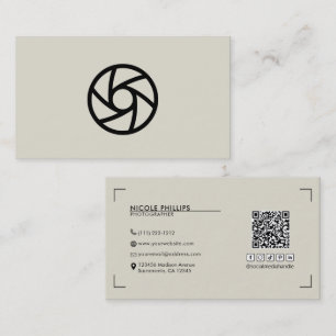 Tarjeta De Visita Beige Moderno Logotipo Personalizado Fotografía 