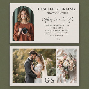 Tarjeta De Visita Beige Neutral Elegant Photo Script Profesional