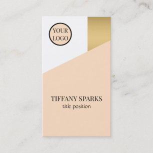 Tarjeta De Visita Beige Oro Y Blanco