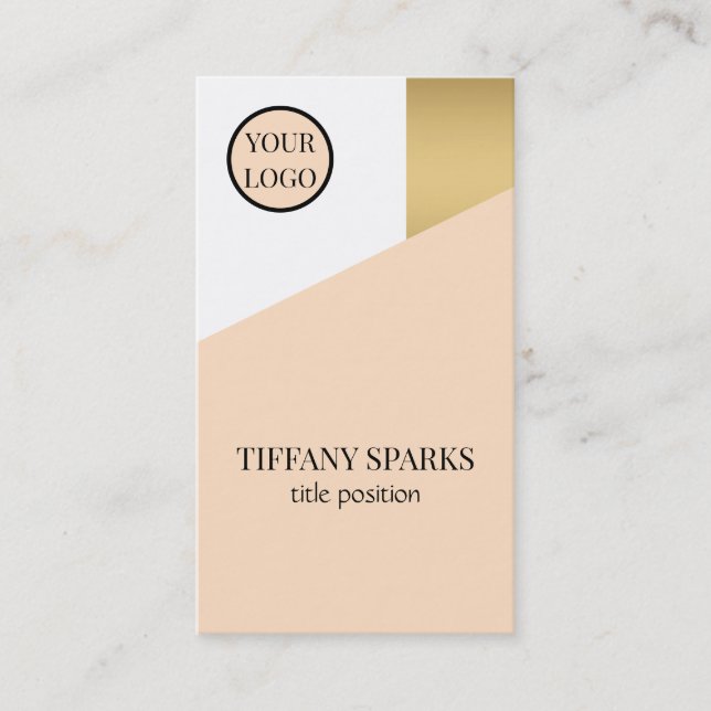 Tarjeta De Visita Beige Oro Y Blanco (Anverso)