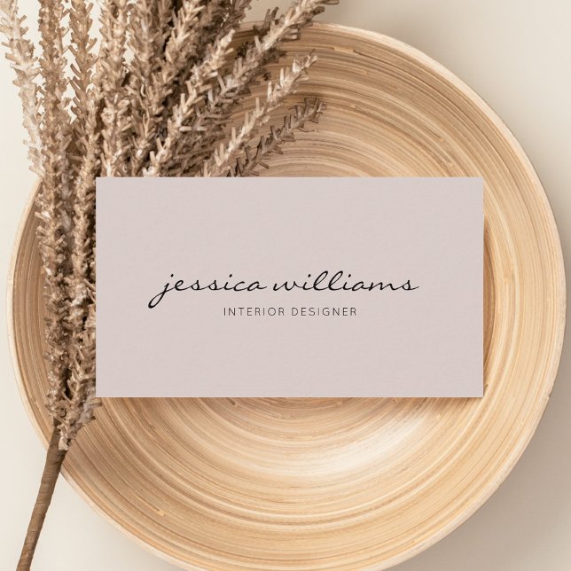 Tarjeta De Visita Beige profesional de caligrafía elegante de Girly (Subido por el creador)