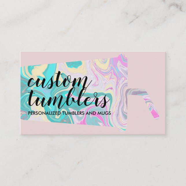 Tarjeta De Visita Beige rosado Tumbler barro de viaje artesano (Anverso)