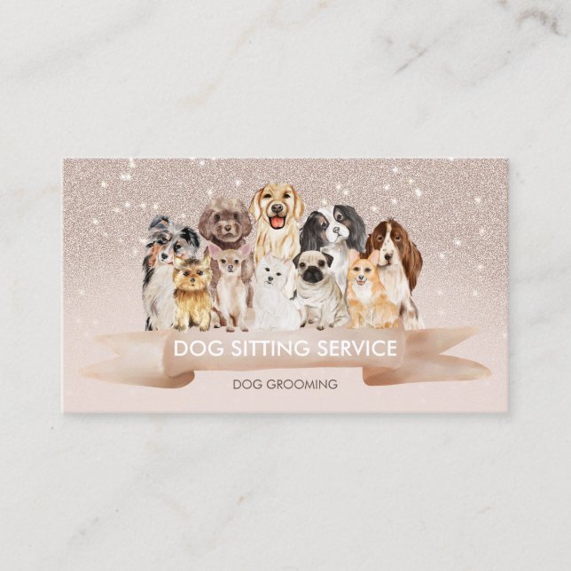 Tarjeta De Visita Beige Sand Petsitter Dog Groomer (Anverso)