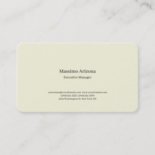 Tarjeta De Visita Beige Simple Plain Professional Modern Minimailst (Anverso)