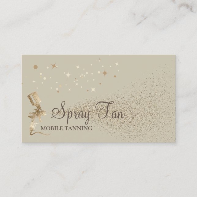 Tarjeta De Visita Beige Sparkle Gold Tanning (Anverso)