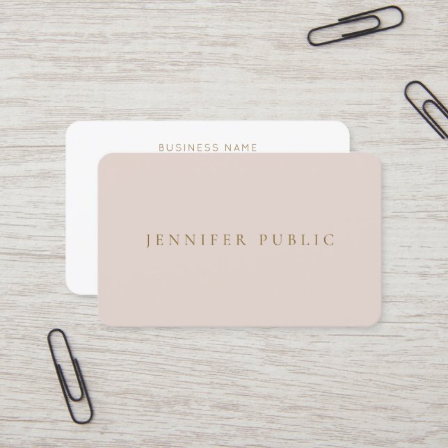 Tarjeta De Visita Beige & White Professional Modern Simple Template (Anverso/Reverso In Situ)