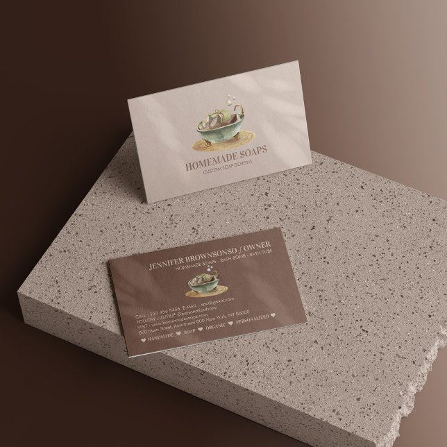 Tarjeta De Visita Beis Rubor BathTub Burbujas soja jabón de cera (Beige Blush BathTub Bubbles Soy Wax Soap Business Card)