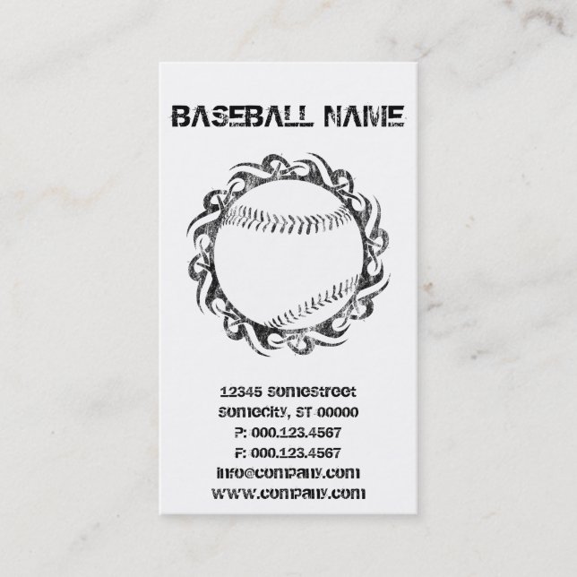 Tarjeta De Visita béisbol tribal (Anverso)