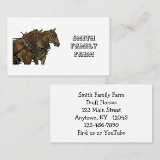 Tarjeta De Visita Belgian Draft Horse Team Business Cards