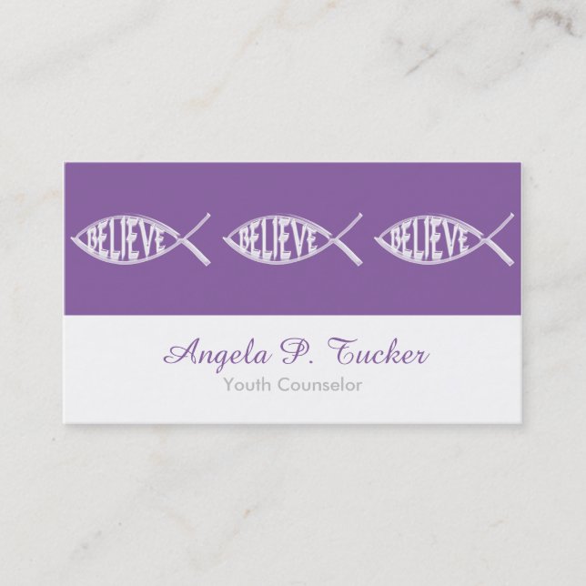 Tarjeta De Visita Believe Fish Lavender (Anverso)