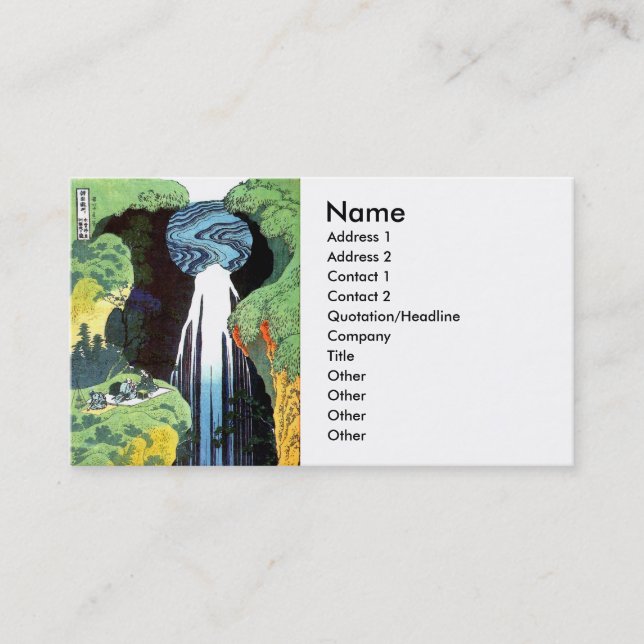 Tarjeta De Visita Bella Artes de la cascada 北 斎 Hokusai Amida (Anverso)