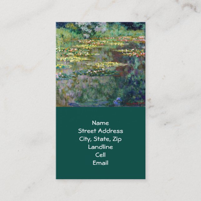 Tarjeta De Visita Bella Artes de Monet Water Lilies (1904) (Anverso)