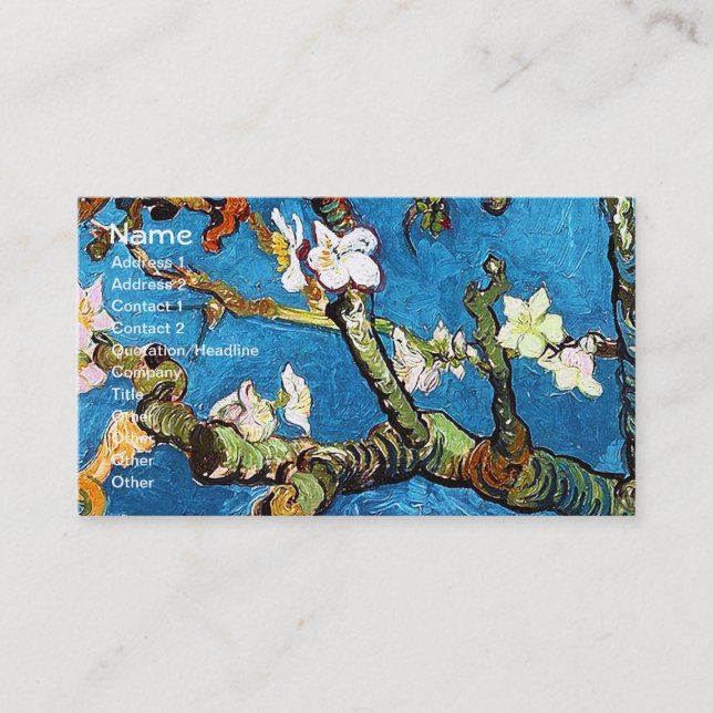 Tarjeta De Visita Bella Artes de Van Gogh, un árbol de almendras bri (Anverso)