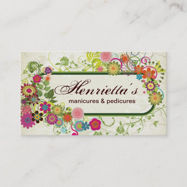 Tarjeta De Visita Bella Artes floral Cute Girly Retro (Anverso)