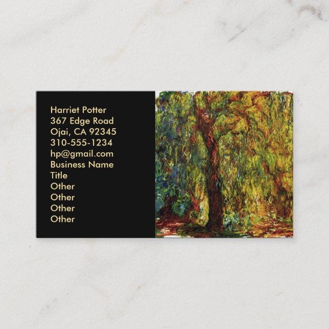 Tarjeta De Visita Bella Artes Willow Monet (Anverso)