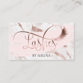 Tarjeta De Visita Bella maquillaje Chica Lash Marble Rosa Oro