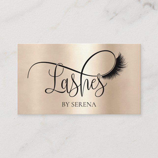Tarjeta De Visita Bella maquillaje Chica Lash Relieve metalizado dor (Anverso)