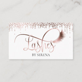 Tarjeta De Visita Bella maquillaje Chica Lash Rosa Gold Confetti