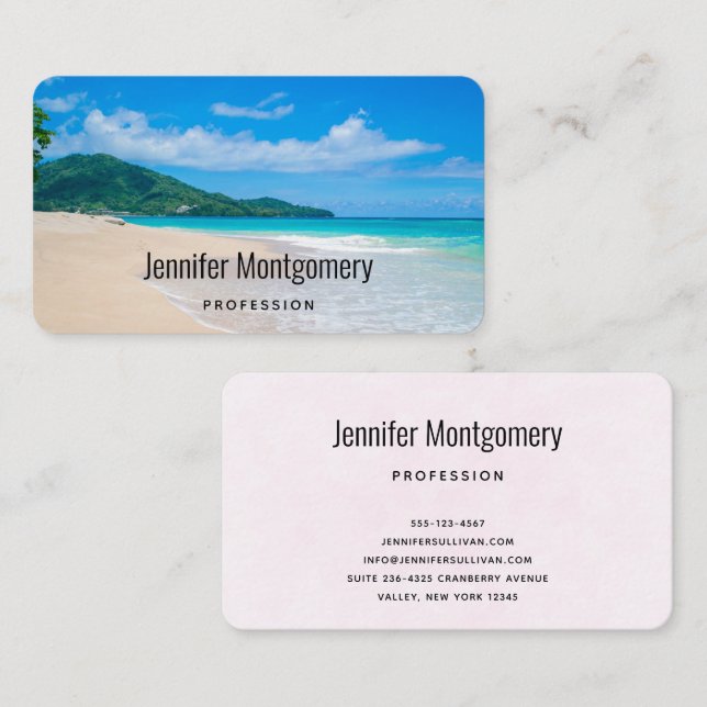 Tarjeta De Visita Bella Playa Escénica de Destino Tropical (Anverso / Reverso)