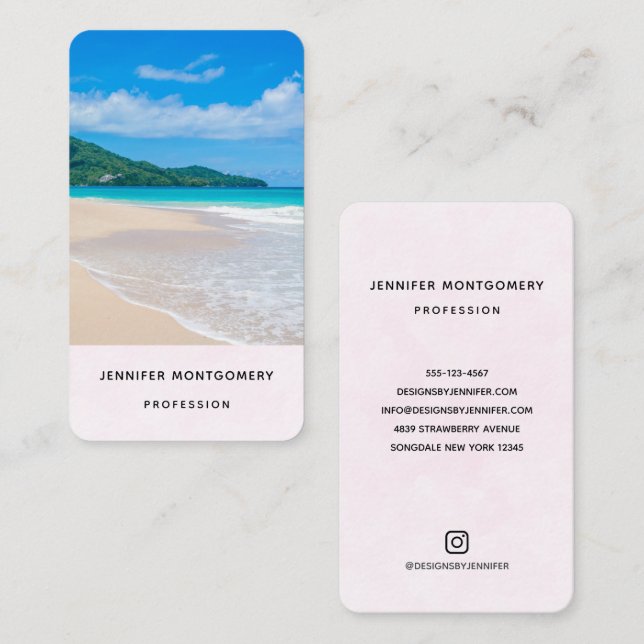 Tarjeta De Visita Bella Playa Escénica de Destino Tropical (Anverso / Reverso)