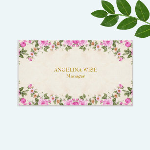 Tarjeta De Visita Bellas flores elegantes en beige claro