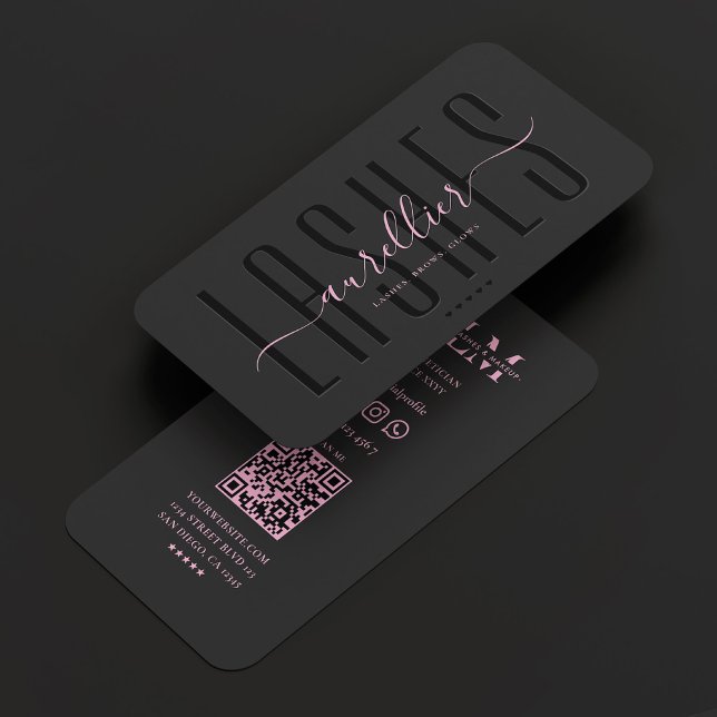 Tarjeta De Visita Belleza artística de maquillar azotes rosados negr (Subido por el creador)