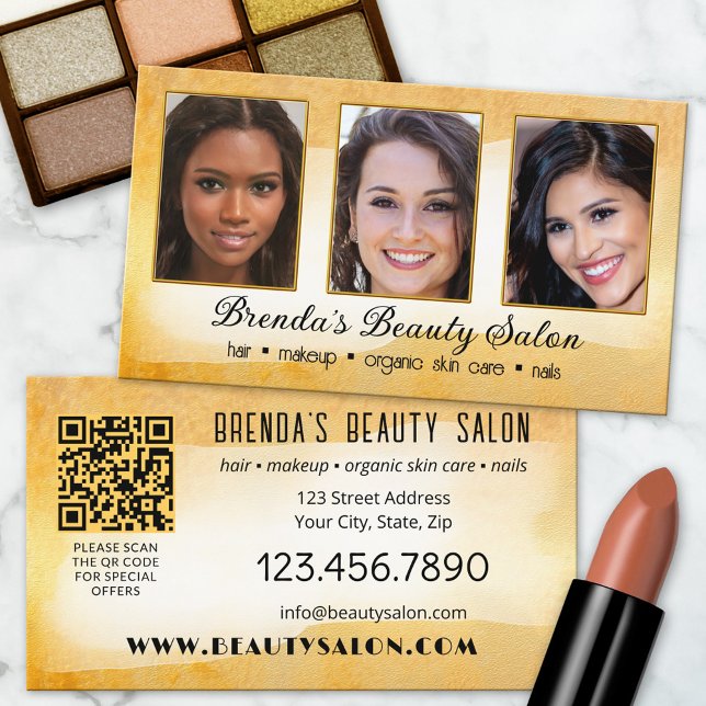 Tarjeta De Visita Belleza artística de portafolio de oro acuarela (Subido por el creador)