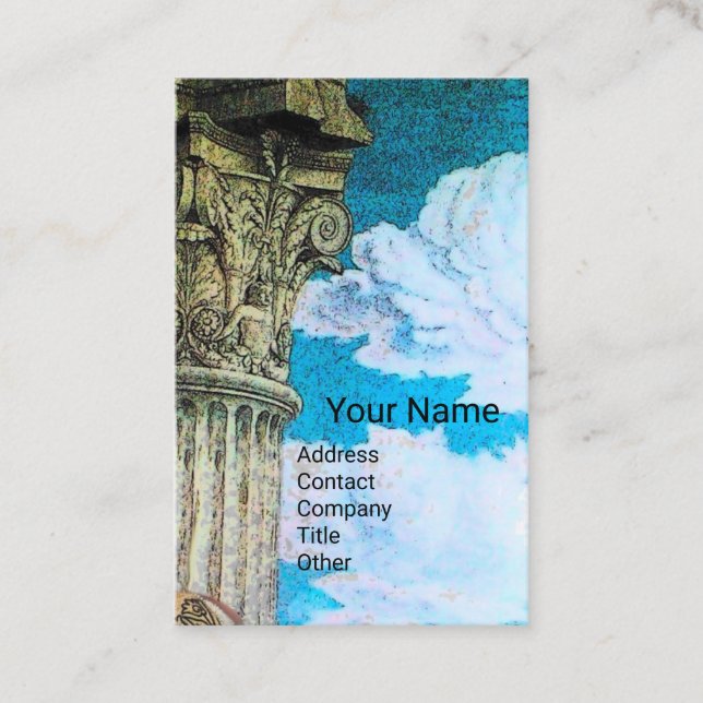 Tarjeta De Visita BELLEZA CLÁSICA ANTIGUA ARqueólogo COLUMNA Azul (Anverso)