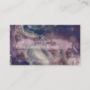 Tarjeta De Visita Belleza Cósmica de Galaxia con Brillo de Acuarela 