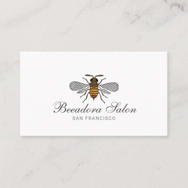 Tarjeta De Visita Belleza De Abeja De Miel Y Salón De Pelo (Anverso)