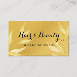 Tarjeta De Visita Belleza de Cabello con Hoja de Oro
