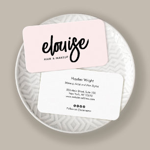 Tarjeta De Visita Belleza de escritura de pincel rosado moderno