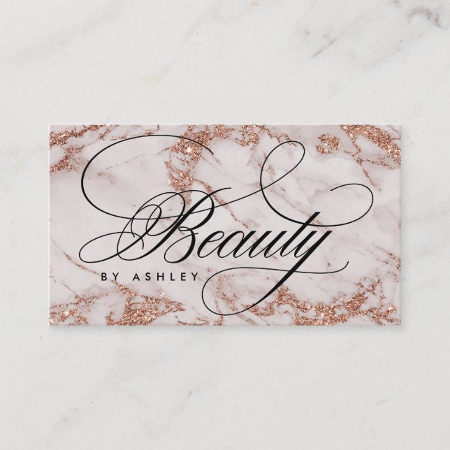 Tarjeta De Visita Belleza de mármol de oro Rosa (Anverso)