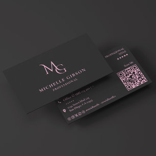 Tarjeta De Visita Belleza de monograma de iniciales mínimas MG rosa