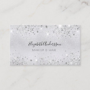 Tarjeta De Visita Belleza de pelo de maquillaje plateado