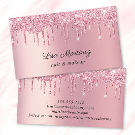 Tarjeta De Visita Belleza de purpurina rosa