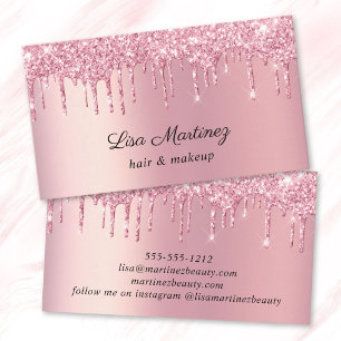 Tarjeta De Visita Belleza de purpurina rosa