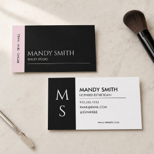Tarjeta De Visita Belleza de salón moderna rosa y negra