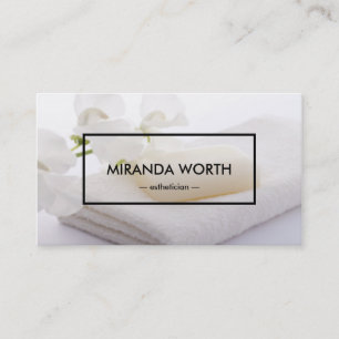 Tarjeta De Visita Belleza de Spa Blanco Limpio Moderno