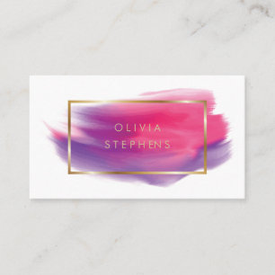 Tarjeta De Visita Belleza de Trazo de Pintura de Lila Rosa Suave