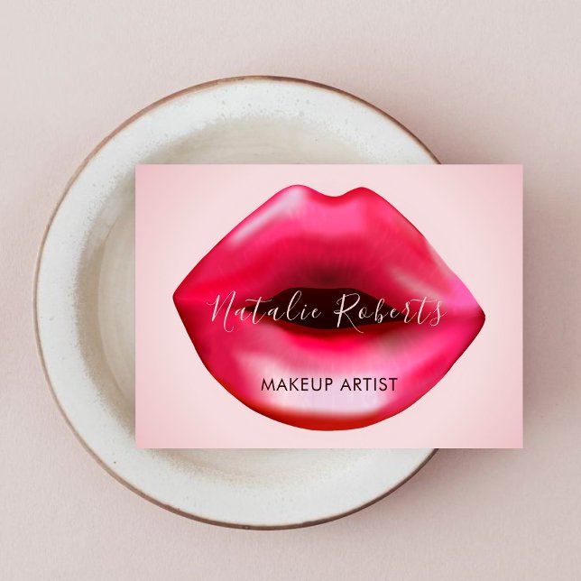 Tarjeta De Visita Belleza del artista de los labios rosados caliente (Subido por el creador)