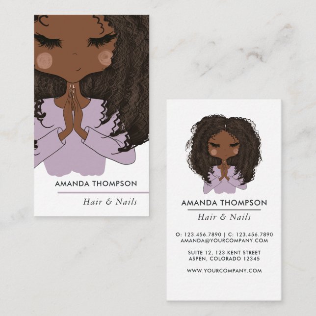 Tarjeta De Visita Belleza del cabello y las uñas de los afroamerican (Anverso / Reverso)