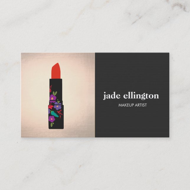 Tarjeta De Visita Belleza del pintor de labios negro y cobre (Anverso)