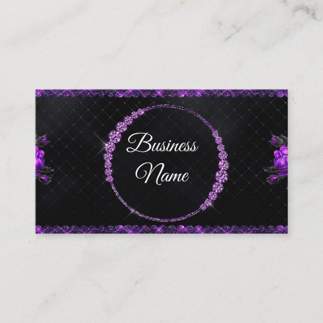 Tarjeta De Visita Belleza Diamante de imitación de Purpurina morado  (Anverso)