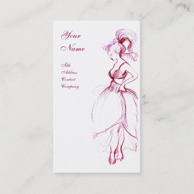 Tarjeta De Visita BELLEZA, DISEÑADOR DE MODA, blanco rojo (Anverso)